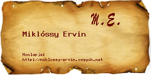 Miklóssy Ervin névjegykártya
