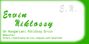 ervin miklossy business card